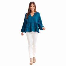 Load image into Gallery viewer, Teal Orleans Flounce Top
