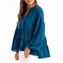 Load image into Gallery viewer, Teal Orleans Flounce Top
