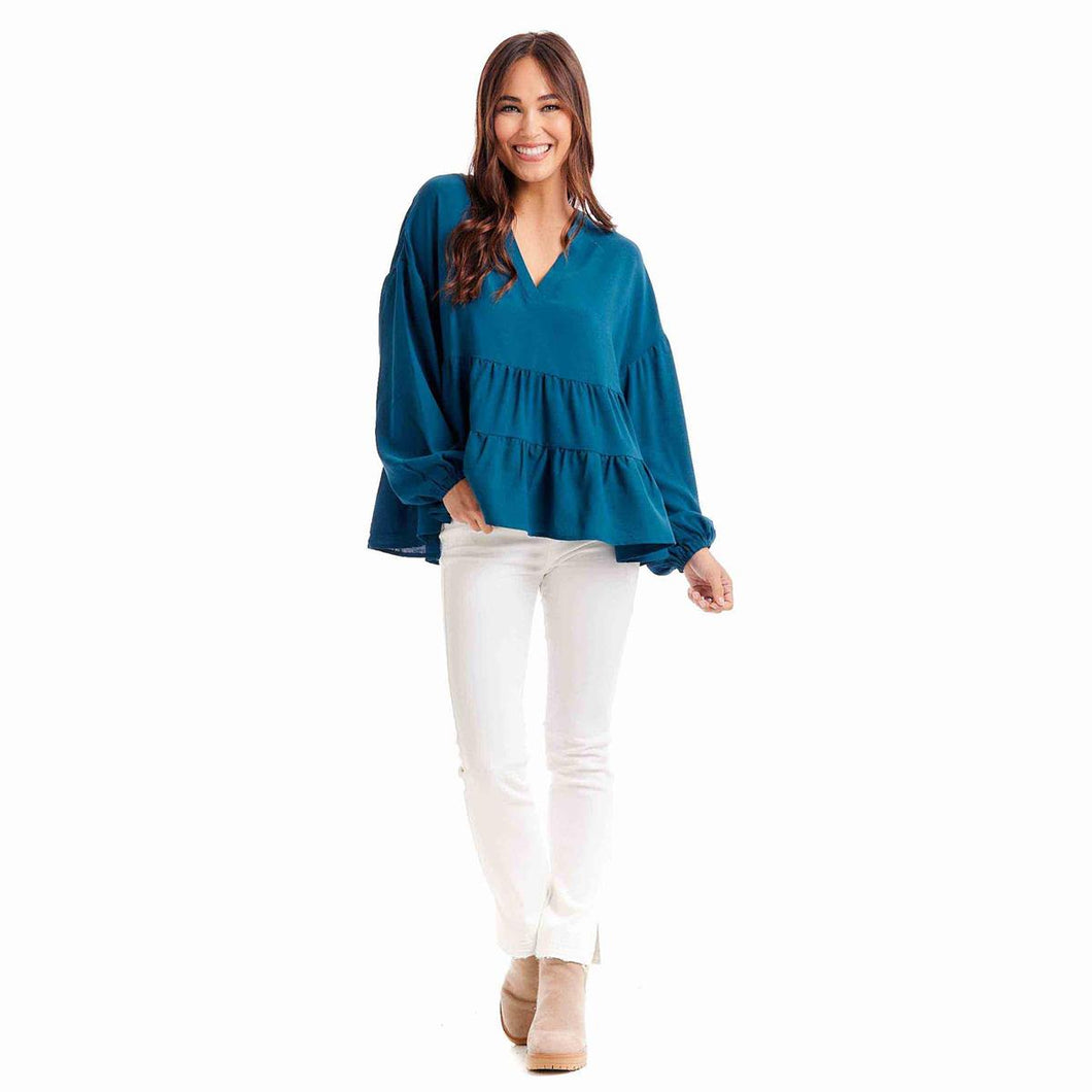 Teal Orleans Flounce Top