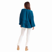 Load image into Gallery viewer, Teal Orleans Flounce Top
