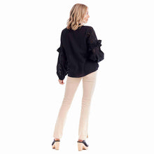 Load image into Gallery viewer, Black Amaya Eyelet Top
