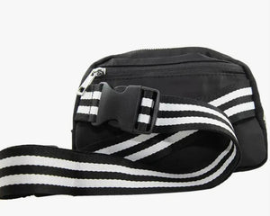 Solid Belt Bag with Striped Strap