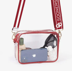 Bridget Clear Purse with Patterned Shoulder Straps