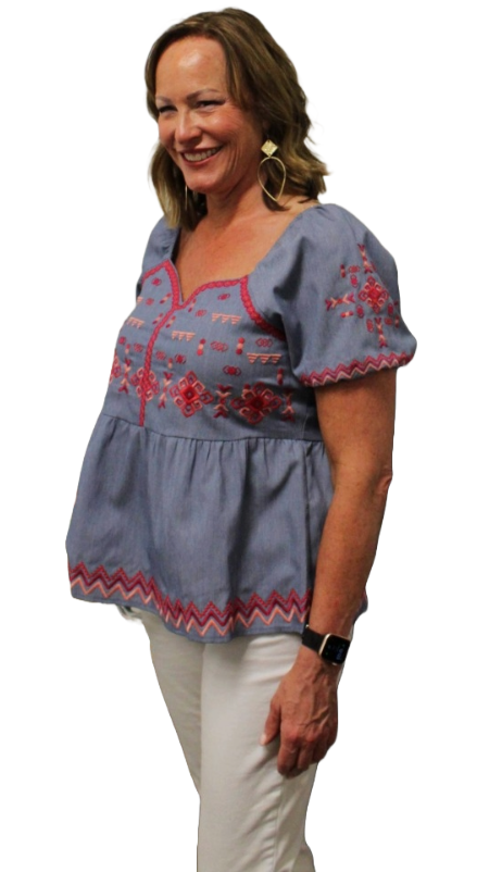 Juniper Baby doll Embroidered Top
