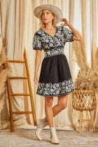 Fit and Flare Dress with Puff Sleeves