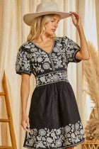 Load image into Gallery viewer, Fit and Flare Dress with Puff Sleeves
