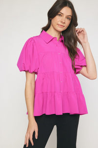 Woven Tiered Puffed Top
