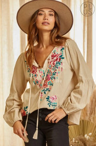Embroidered Woven Top