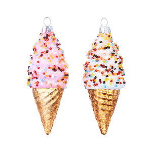 4" Gold Ice Cream Cone Ornaments