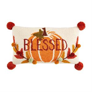 Blessed Pumpkin Thanks Hooked Pillow