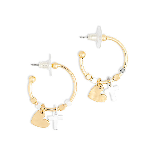 Cross & Heart Earrings