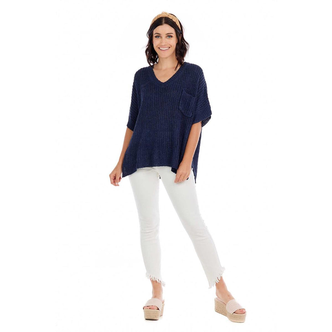 Theo V-Neck Sweater Navy