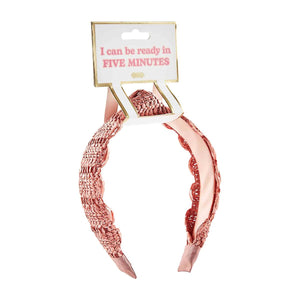 Scalloped Straw Headband Blush