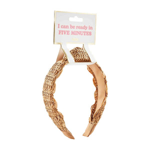 Scalloped Straw Headband Tan