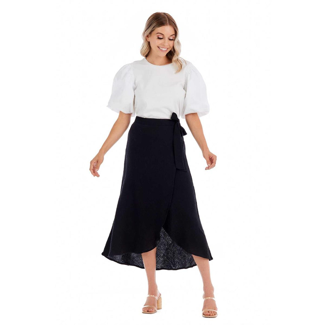 Black Mallie Wrap Skirt
