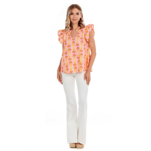 Pink Becky Flutter Sleeve Top