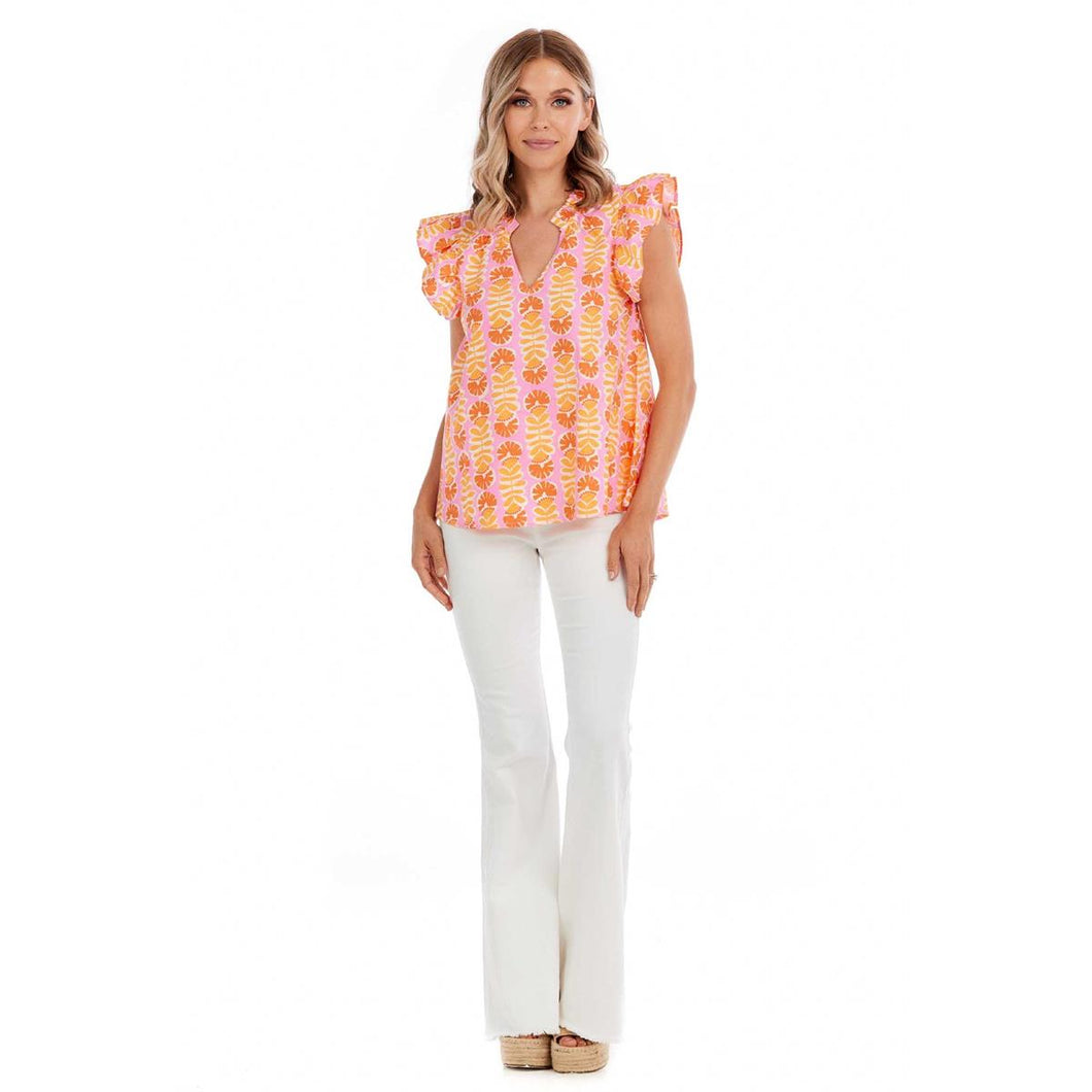 Pink Becky Flutter Sleeve Top