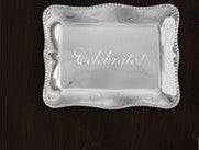 Pearl Denisse Rectangle Engraved Tray, Celebrate