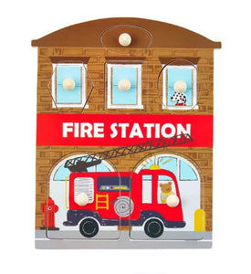 Fire Station Knob Wood Puzzle