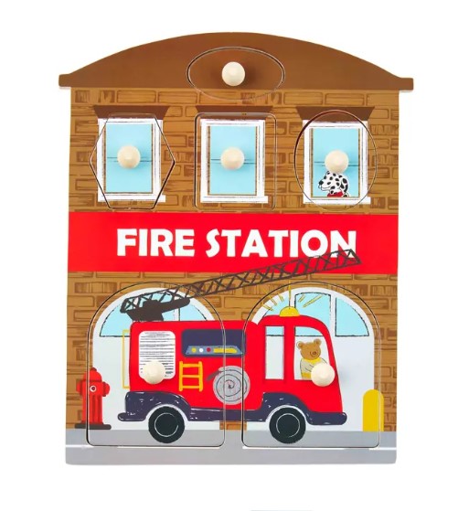 Fire Station Knob Wood Puzzle
