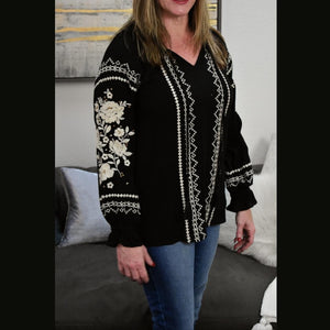 Emily Embroidered Woven Top
