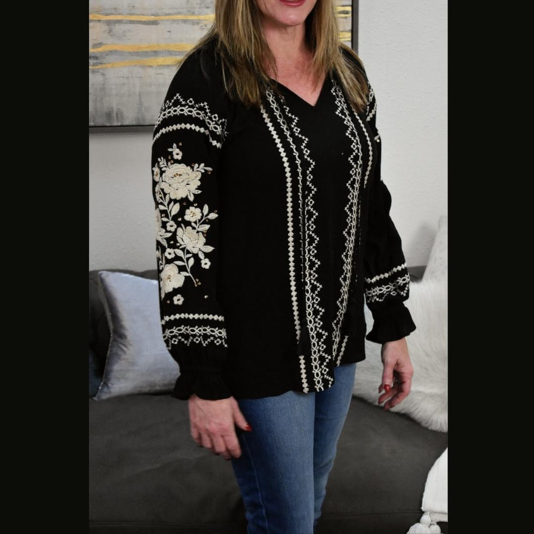 Emily Embroidered Woven Top