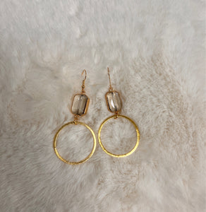 Macy Clear Stone and Gold Circle Earrings