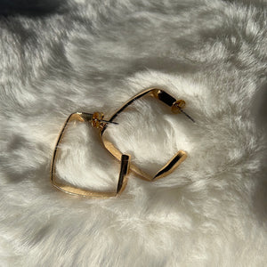 Twisted Square Gold Hoops
