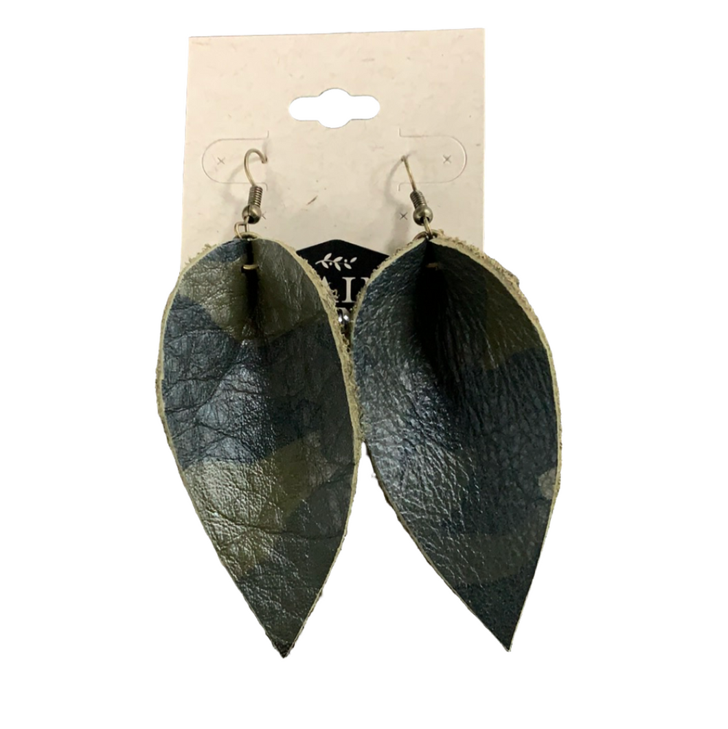 Camo Leather Earrings