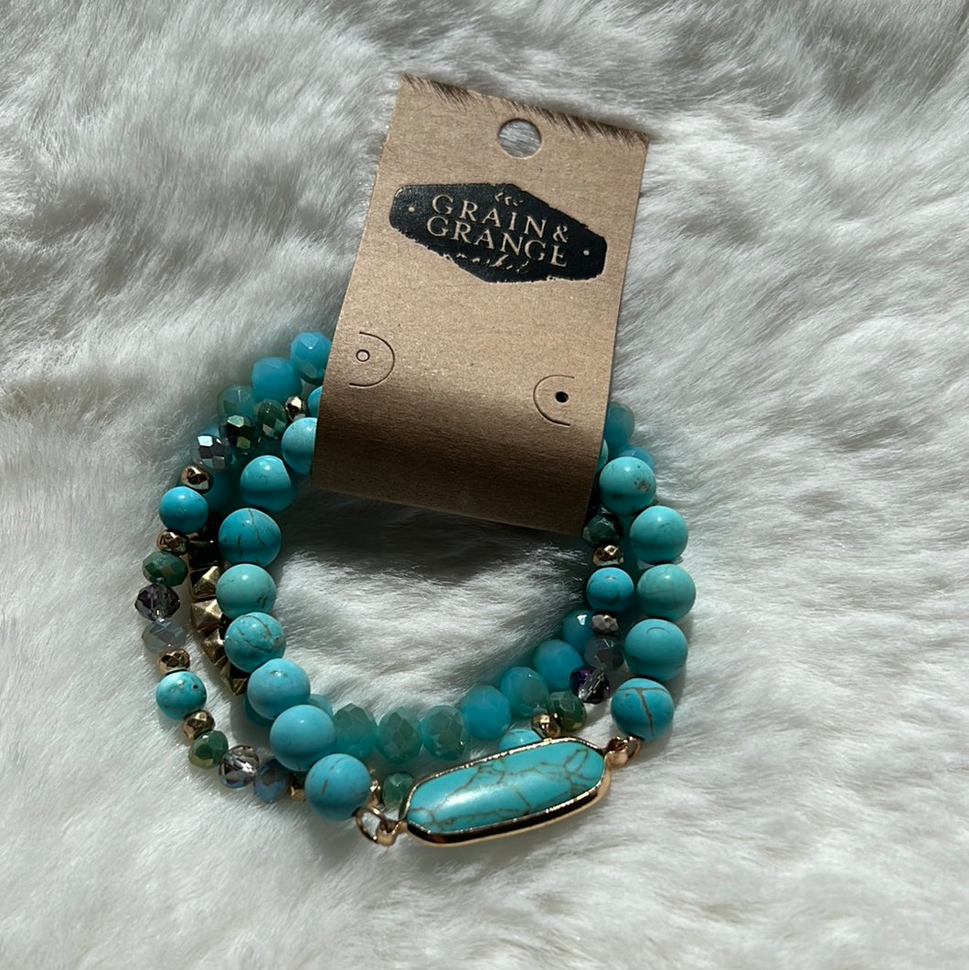 Turquoise and Gold Bracelet Stack