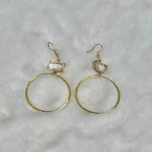 Becky Clear Stone and Gold Circle Earrings