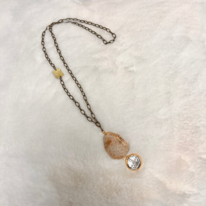 Katie Tan Stone and Burnished Gold Necklace