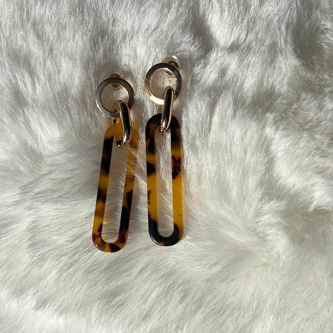 Tortoise and Gold Multi Hoop Drop Dangle Earrings