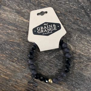 Beaded Bracelet with Lava Rock