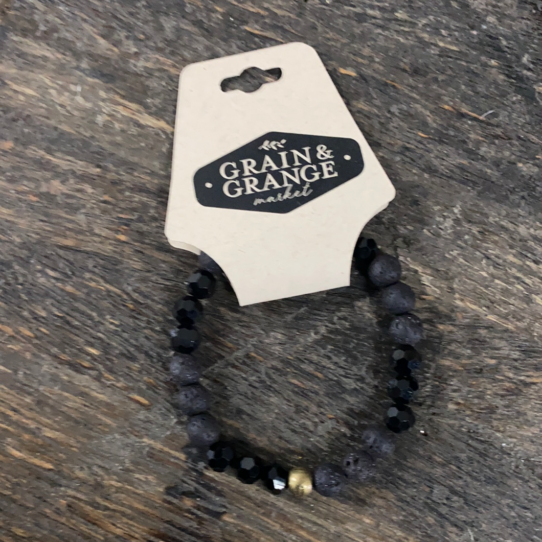 Beaded Bracelet with Lava Rock