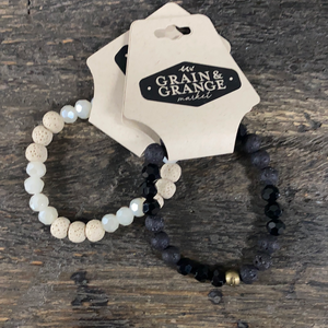 Beaded Bracelet with Lava Rock