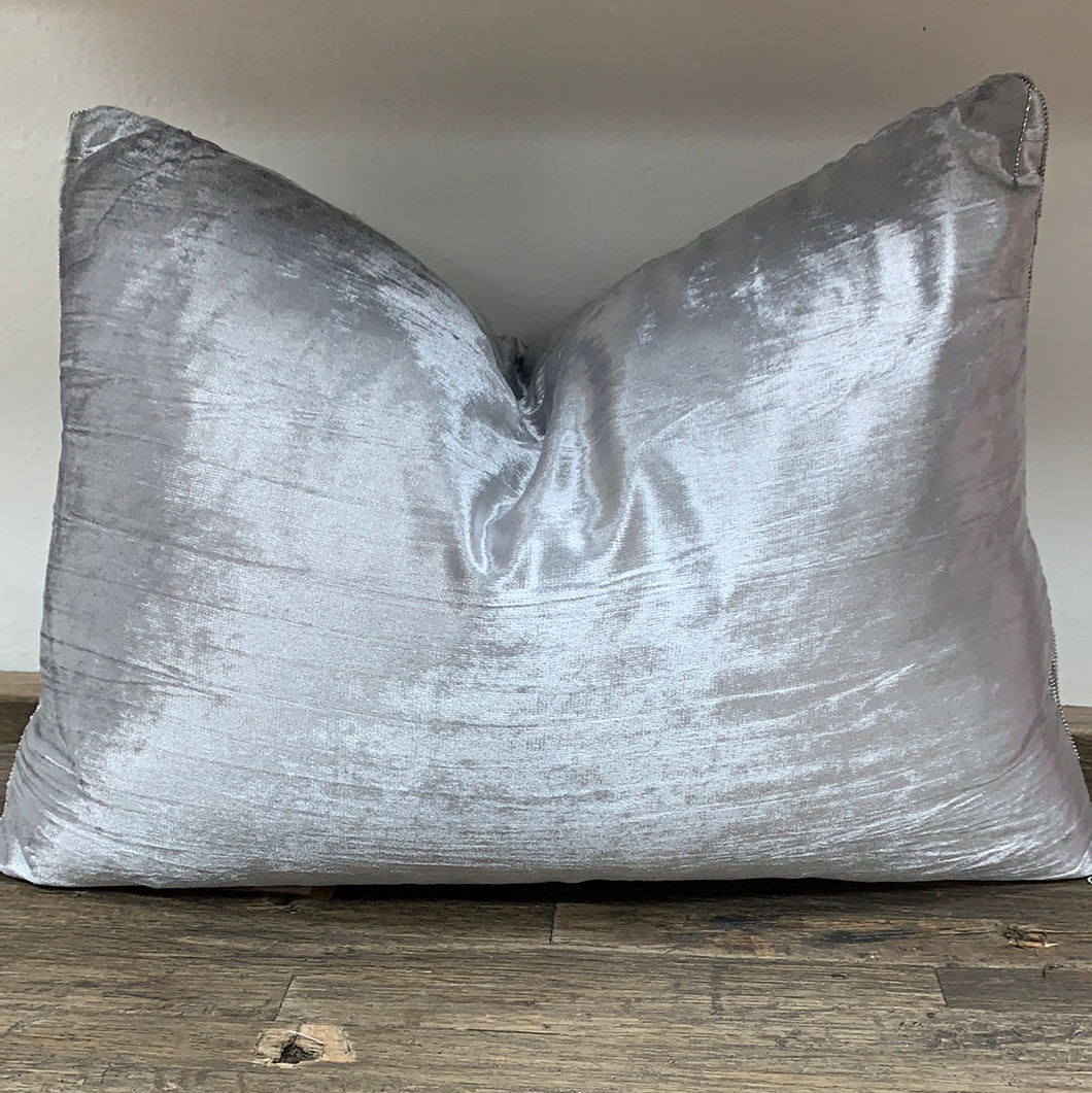Crushed Grey Velvet Pillow