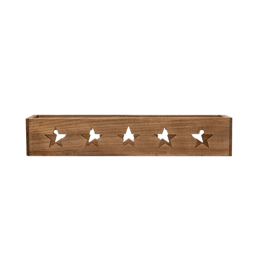 Pine Wood Box with Stars